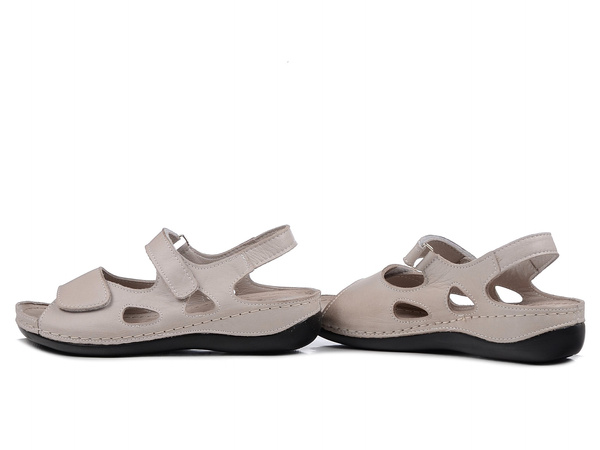 Sandały damskie beżowe  T.Sokolski L26-158 skórzane na rzepy wygodne