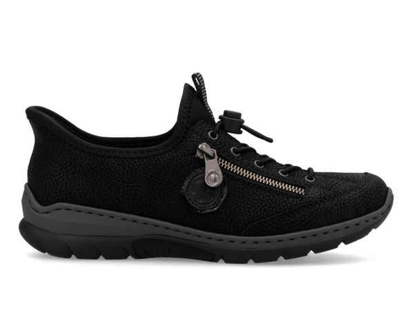 Półbuty damskie Rieker L32F1 sneakersy sportowe czarne skórzane wygodne