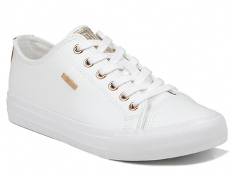 Trampki damskie białe Big Star RR274748 niskie sznurowane z ekoskóry