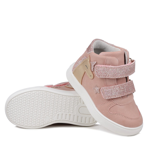 Buty dziewczęce trzewiki jesienne Wojtyłko 26080 różowe wkładka skórzana