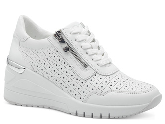 Sneakersy damskie Marco Tozzi 23501 buty na koturnie białe skórzane