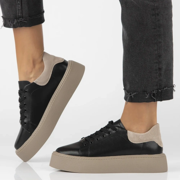 Sneakersy damskie Filippo DP6119 półbuty skórzane czarne na platformie