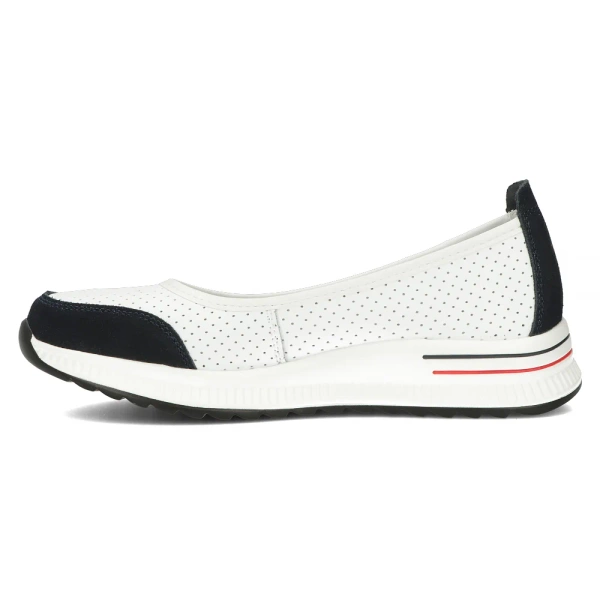 Baleriny damskie skórzane białe na niskiej platformie Filippo DP6134/26