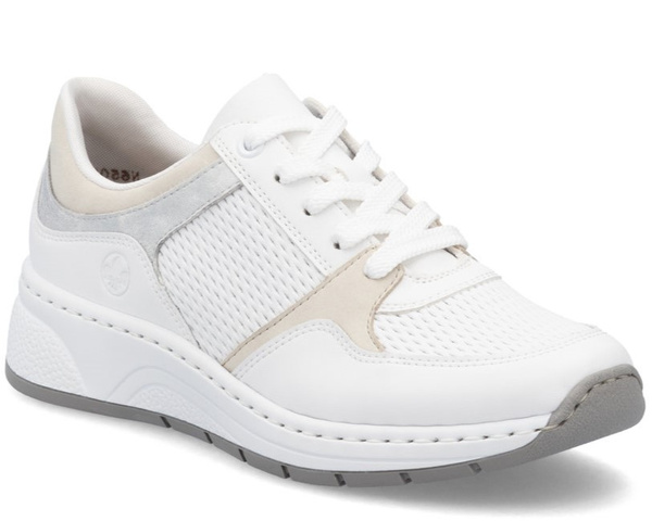 Buty sportowe Rieker N6502-80 sneakersy damskie skórzane białe 