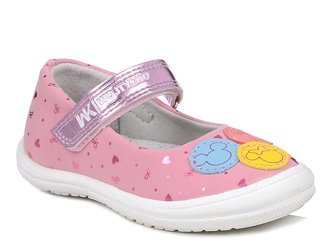 Baleriny dziewczęce różowe Wojtyłko 25405 baletki na rzep wkładka skóra