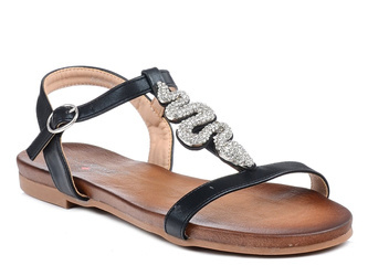 Sandały damskie płaskie czarne S.Barski 5541