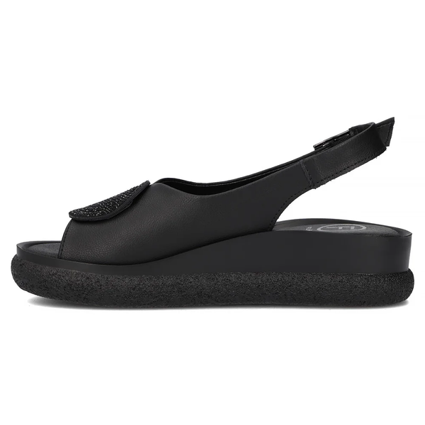 Sandały damskie czarne Filippo DS6984/26 na platformie skórzane wygodne