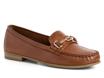 Mokasyny damskie rude Marco Tozzi 24207 półbuty skórzane wsuwane wygodne