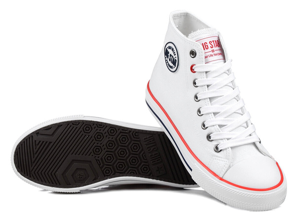 Trampki damskie wysokie Big Star NN274660 białe z wkładką anatomiczną 