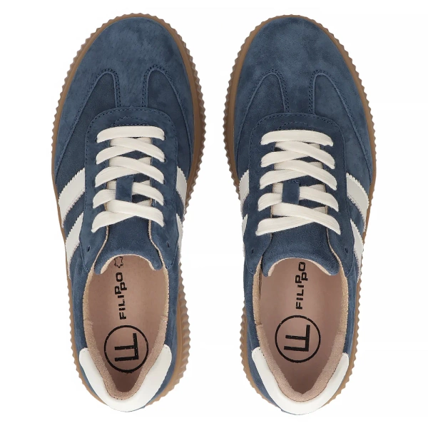 Sneakersy damskie na platformie skórzane niebieskie Filippo DP6776/25 