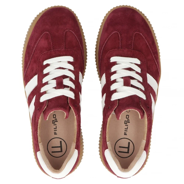 Sneakersy damskie na platformie skórzane bordowe Filippo DP6776/25 