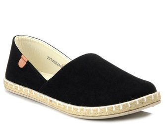 Buty espadryle damskie letnie czarne slip-on tekstylne News 2416