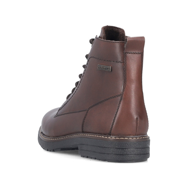 Buty męskie botki zimowe Rieker 33143 trzewiki skórzane brązowe na zamek