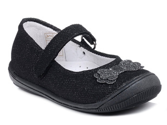 Buty dziewczęce baleriny na rzep Kornecki 4402 czarne skórzana wkładka