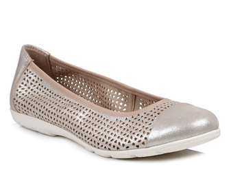 Baleriny Caprice 22151 baletki damskie skórzane złote oddychające