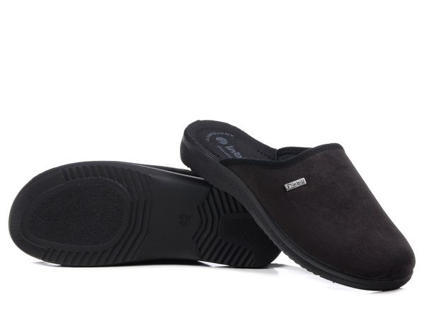 Kapcie męskie czarne Inblu DG-75 pantofle domowe wsuwane zakryte palce