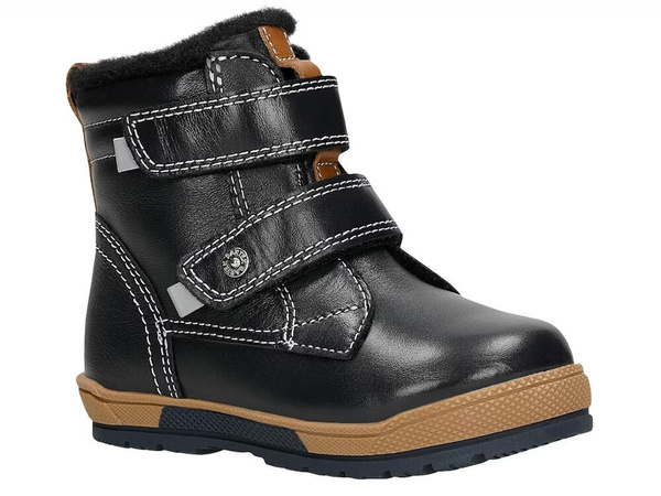 Buty zimowe dziecięce Bartek 8800456 ocieplane wełną chłopięce skórzane