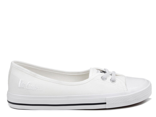 Tenisówki damskie białe Lee Cooper 1791 baleriny wsuwane tekstylne