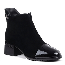 Botki damskie jesienne czarne zamszowe na obcasie Loretta Vitale C3865A