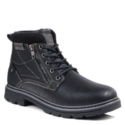 Buty męskie zimowe czarne ocieplane McBraun 9272 za kostkę na zamek