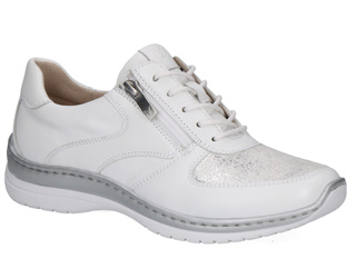 Buty skórzane damskie białe sneakersy na haluksy Caprice 23718 wygodne