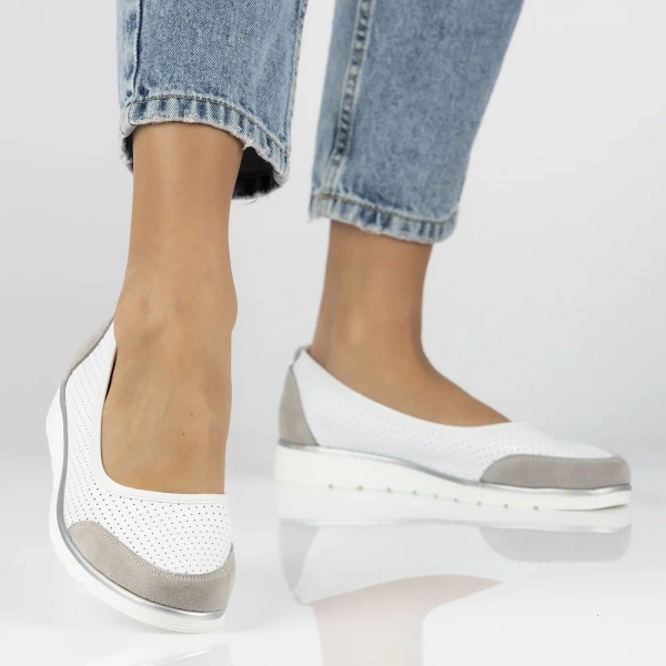 Buty baleriny damskie skórzane wiosenno-letnie białe Filippo DP4524 