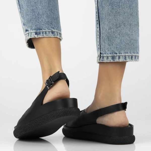 Sandały damskie czarne Filippo DS6984/26 na platformie skórzane wygodne