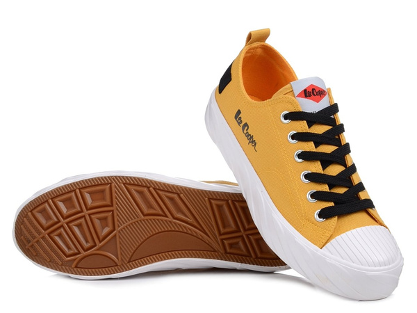 Trampki damskie żółte niskie na białej podeszwie Lee Cooper 1649L