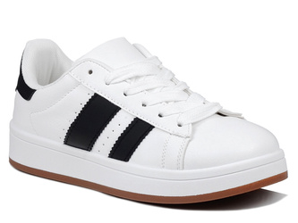 Sneakersy damskie białe News 8233 buty sportowe klasyczne sznurowane