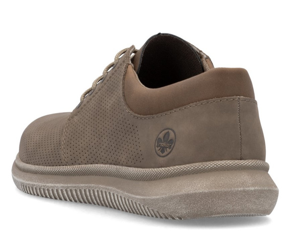 Półbuty męskie beżowe Rieker 10405 tęgość H letnie skórzane sznurowane