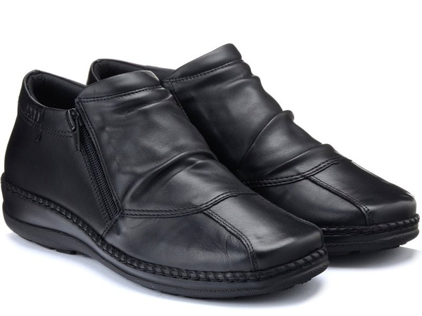 Botki damskie skórzane Kosela Medic 4158 czarne na haluksy szerokie H