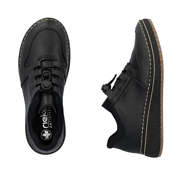 Półbuty damskie Rieker 50959 sneakersy  sportowe czarne skórzane wygodne