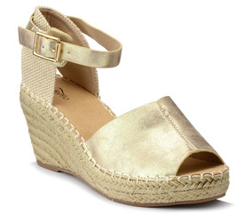 Sandały damskie espadryle Evento 0153 na koturnie złote