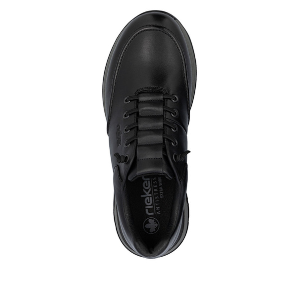 Półbuty męskie czarne Rieker 39658-00 skórzane szerokie wygodne wsuwane