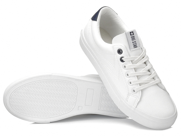 Trampki damskie białe Big Star BB274211 z ekoskóry sznurowane niskie