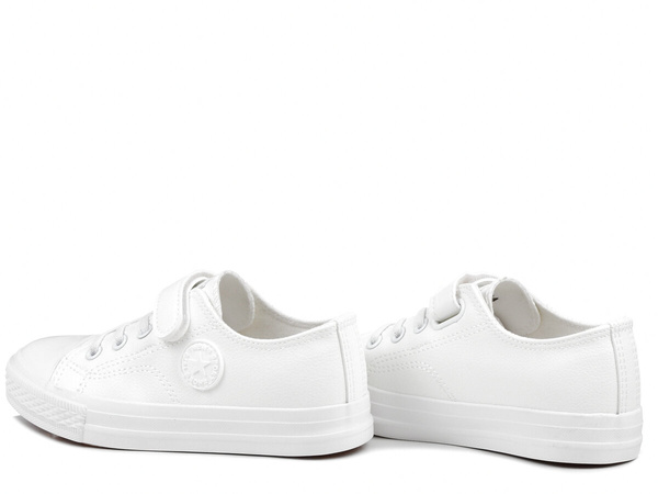 Buty trampki dziecięce całe białe News 1004 ekoskóra na rzepy wygodne 