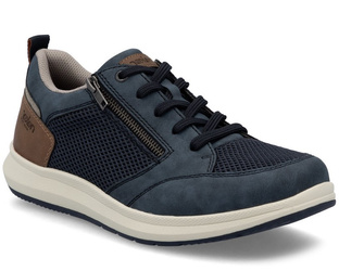 Półbuty męskie tęgość H Rieker 16901-14 sportowe na suwak granatowe