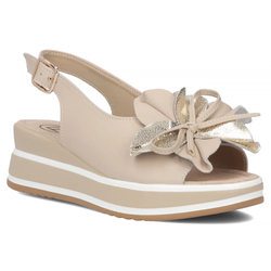 Sandały damskie beżowe Filippo DS7045/26 na platformie skórzane wygodne