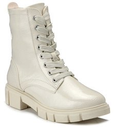 Botki damskie beżowe Marco Tozzi 25215 trapery zimowe ocieplane polarem