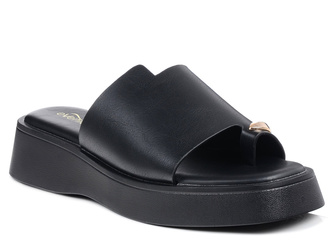 Klapki japonki damskie całe czarne Evento 8799 na platformie na lato