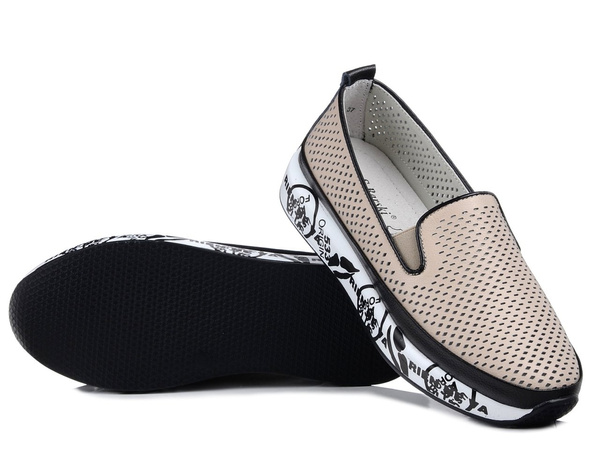 Półbuty damskie na platformie S.Barski 29049 beige