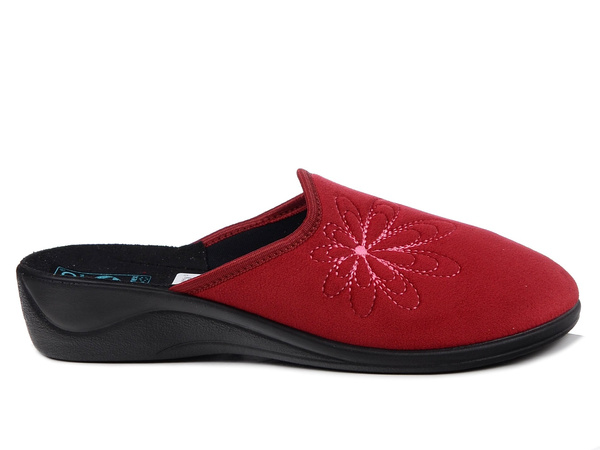 Kapcie damskie pantofle domowe bordowe Adanex 29612 zakryte palce