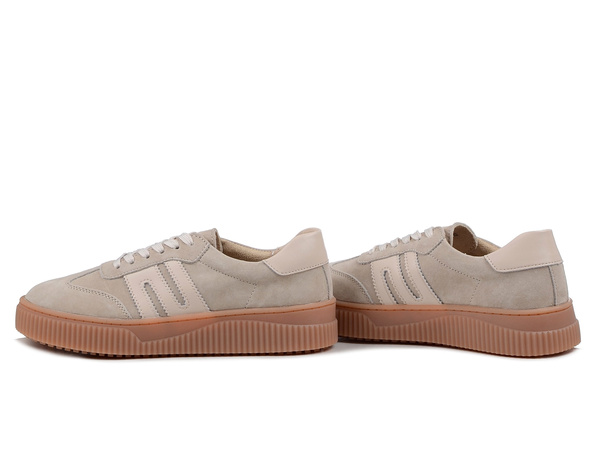 Sneakersy damskie beżowe Evento 9983 skórzane na platformie sznurowane