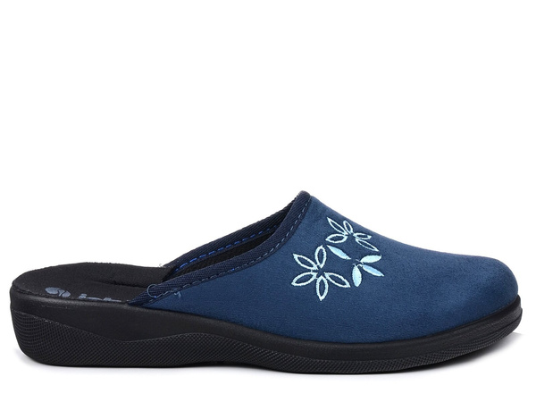  Kapcie damskie pantofle domowe zakryte Inblu CU-5H granatowe z haftem