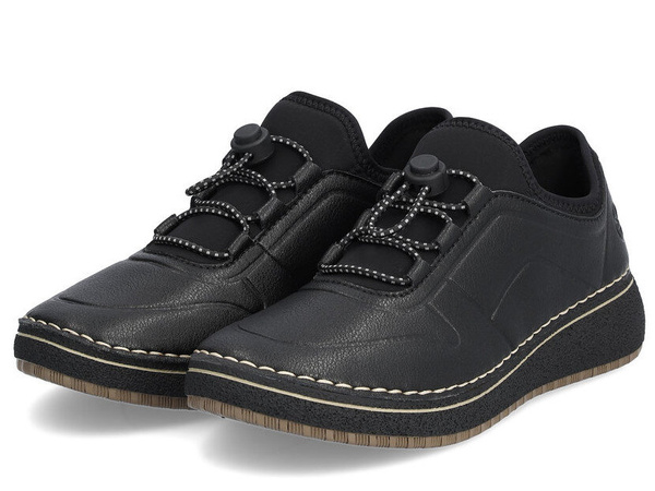 Półbuty damskie czarne Rieker 50960-00 sneakersy sportowe wygodne