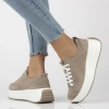 Sneakersy damskie beżowe Filippo DP6795/26 buty na platformie skórzane