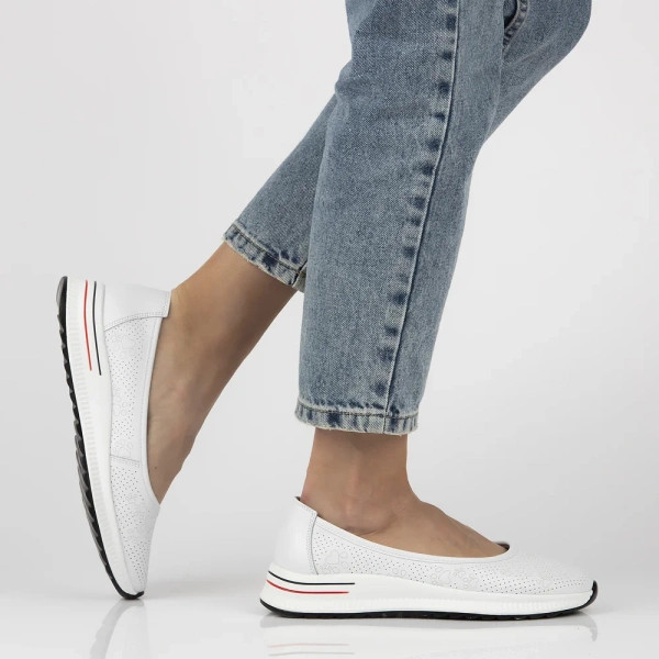 Baleriny damskie Filippo DP6719/26 białe baletki skórzane na platformie