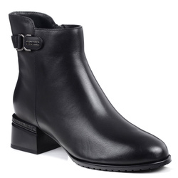 Botki damskie czarne Loretta Vitale C3845 skórzane na niskim obcasie