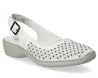 Sandały damskie Rieker 41350-80 skórzane z zakrytymi palcami białe