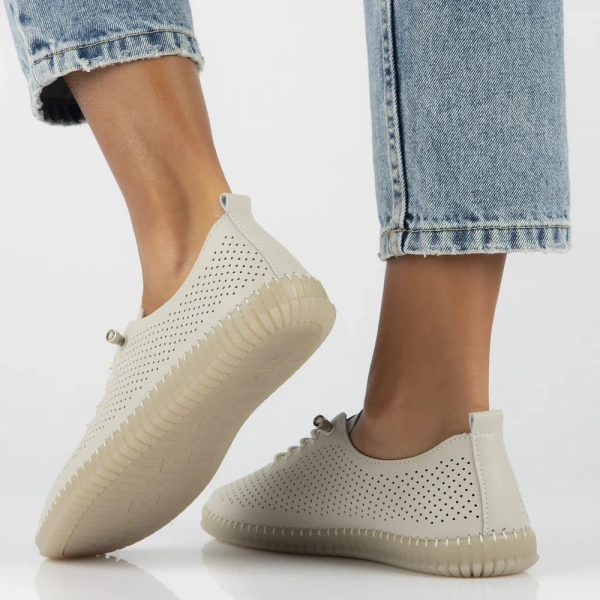 Półbuty damskie beżowe Filippo DP6140/26 skórzane ażurowe lekkie wygodne